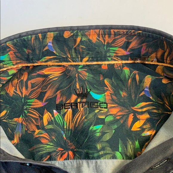 Grey Dress Shirt with Floral Interior Collar - Picture 5 of 7